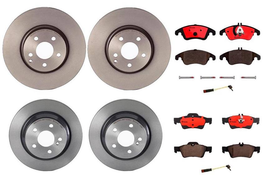 Mercedes Brakes Kit - Pads & Rotors Front and Rear (322mm/300mm) (Ceramic) 006420012064 - Brembo 4015206KIT